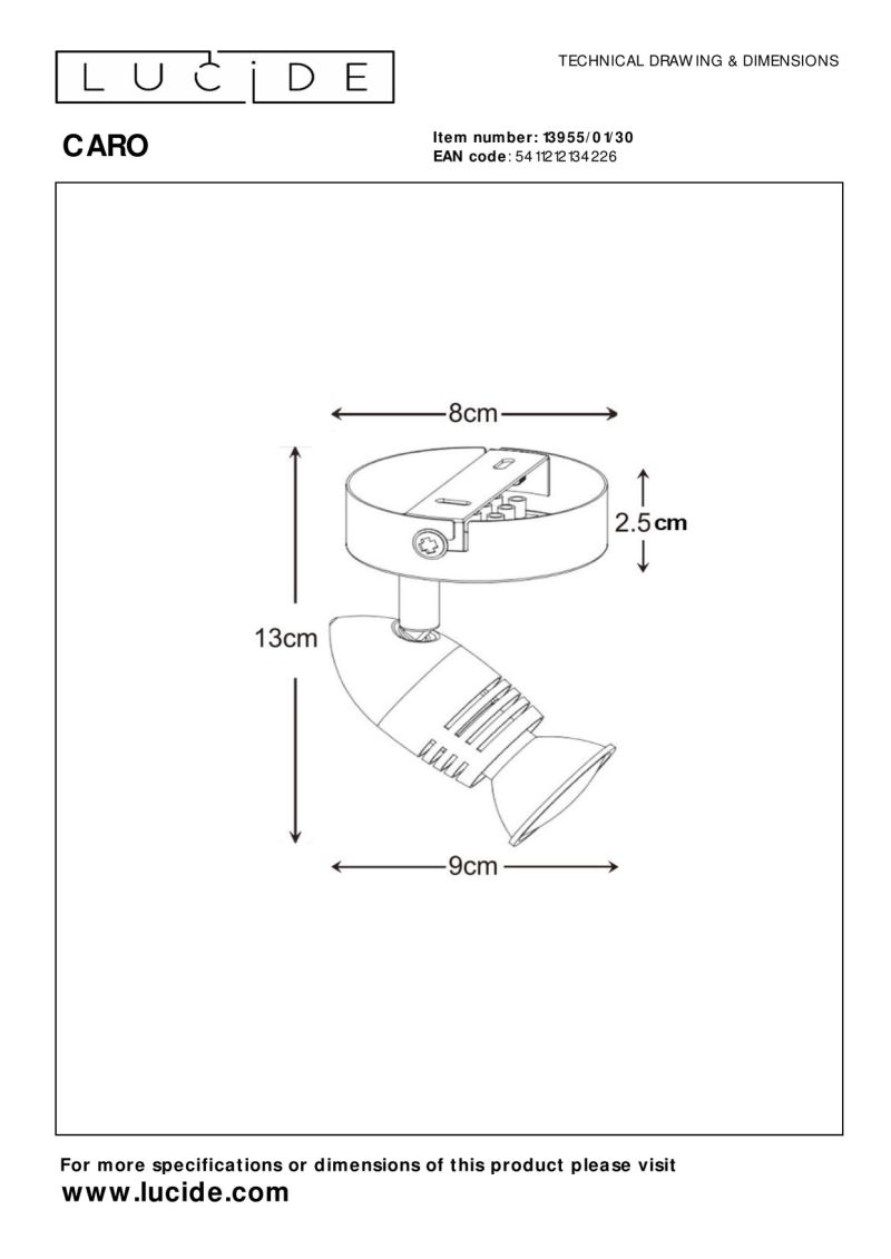 Lucide CARO - Stropné bodové svietidlo - Ø 9 cm - 1xGU10 - Čierne
